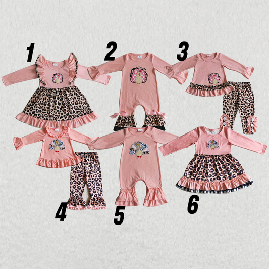 RTS NO MOQ Embroidered Turkey Cotton Leopard Print Long Sleeve Pants Set Embroidery