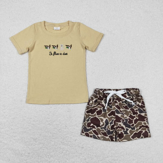 RTS	  BT0621Embroidered duck and puppy short-sleeved top