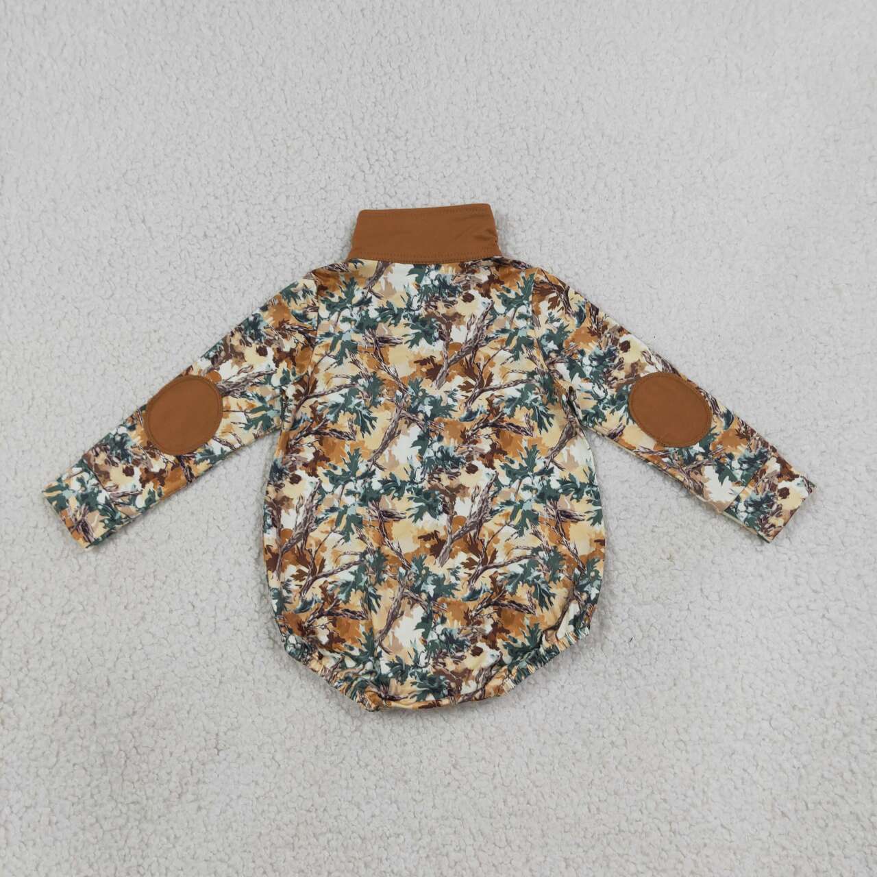NEW RTS NO MOQ milk silk LR3048 Baby Boys Camo Print Long Sleeve Zipper Romper