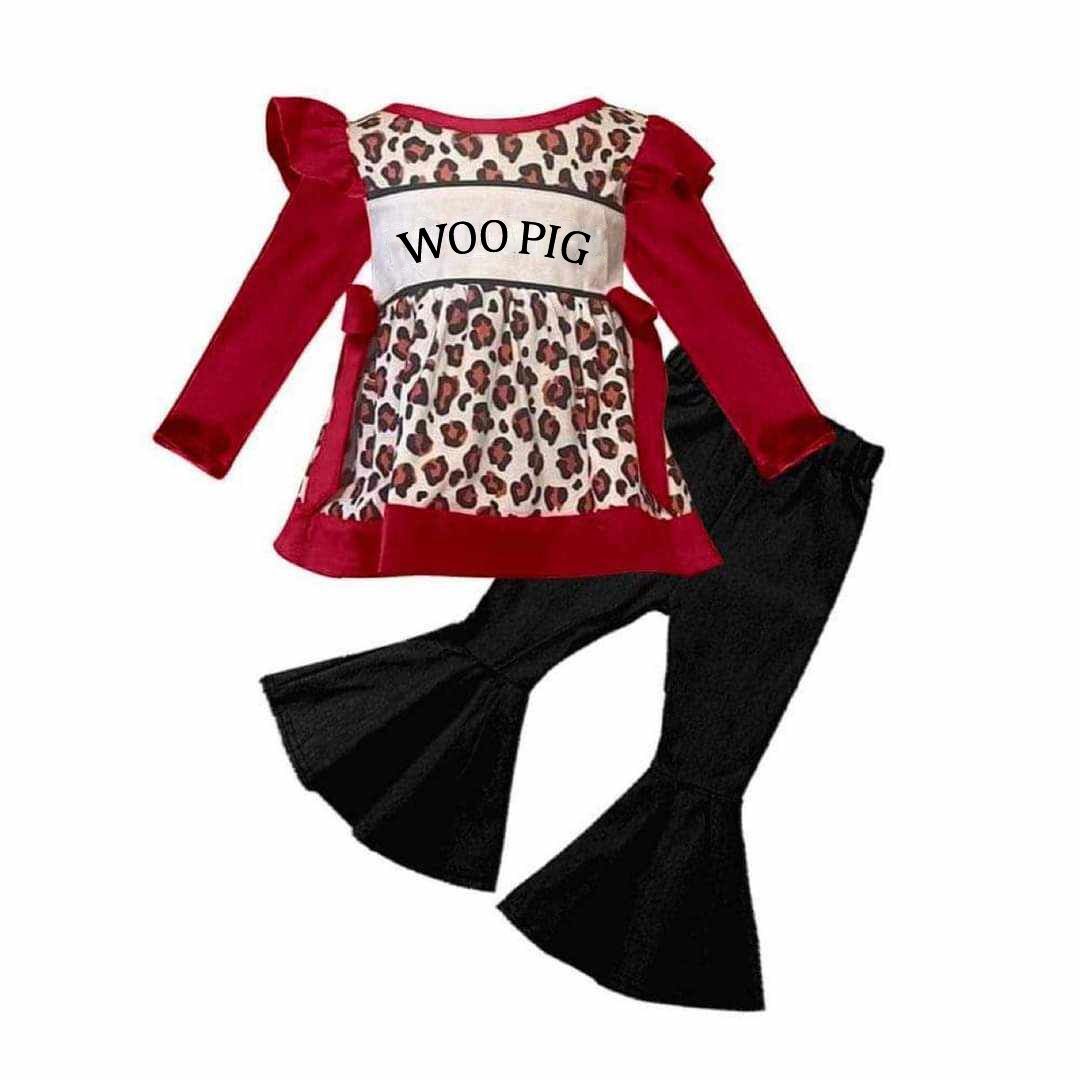 Custom moq 3 eat about 6-8 weeks Long-sleeved trousers leopard print maroon black suit woo pig