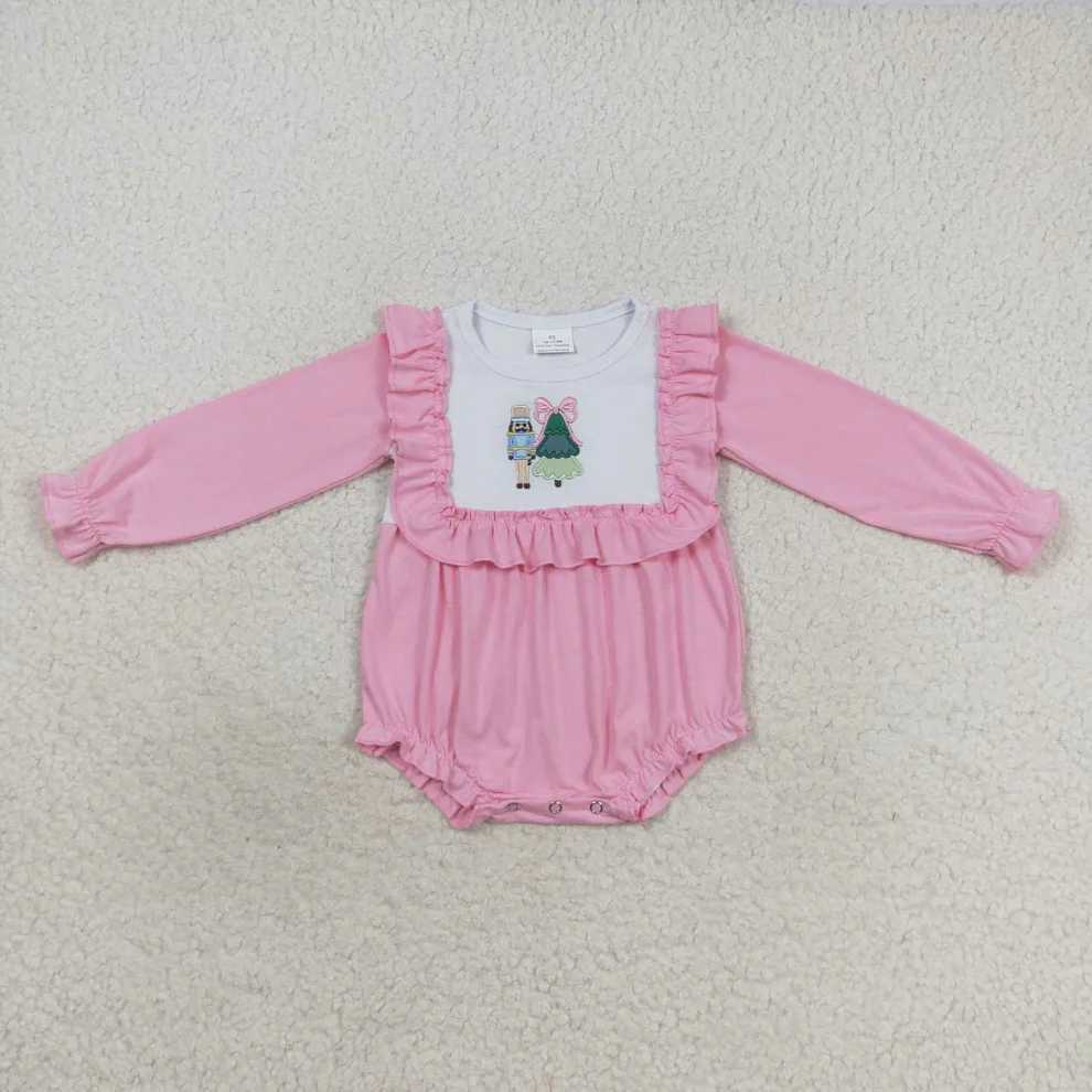 RTS NO MOQ Christmas Sibling Soldier Tree Outfit Dress and Romper Christmas embroidery