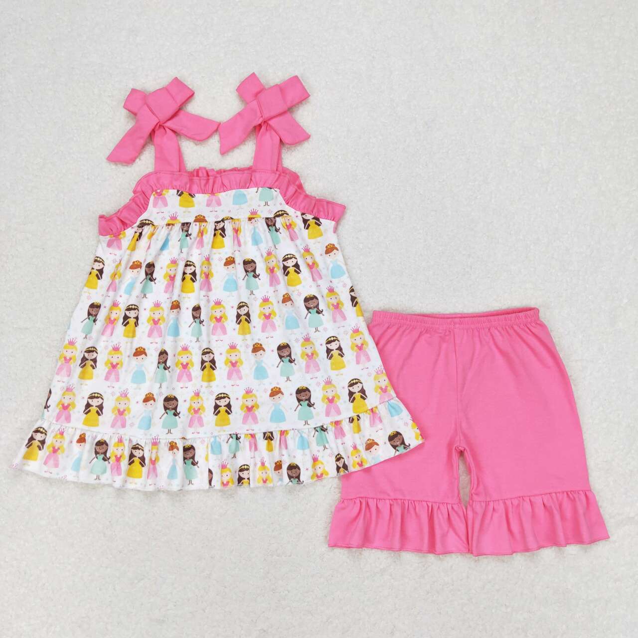 Cute Clothes GSSO1045 Baby Girls  Straps Tunic Top Ruffle Shorts Clothes Sets