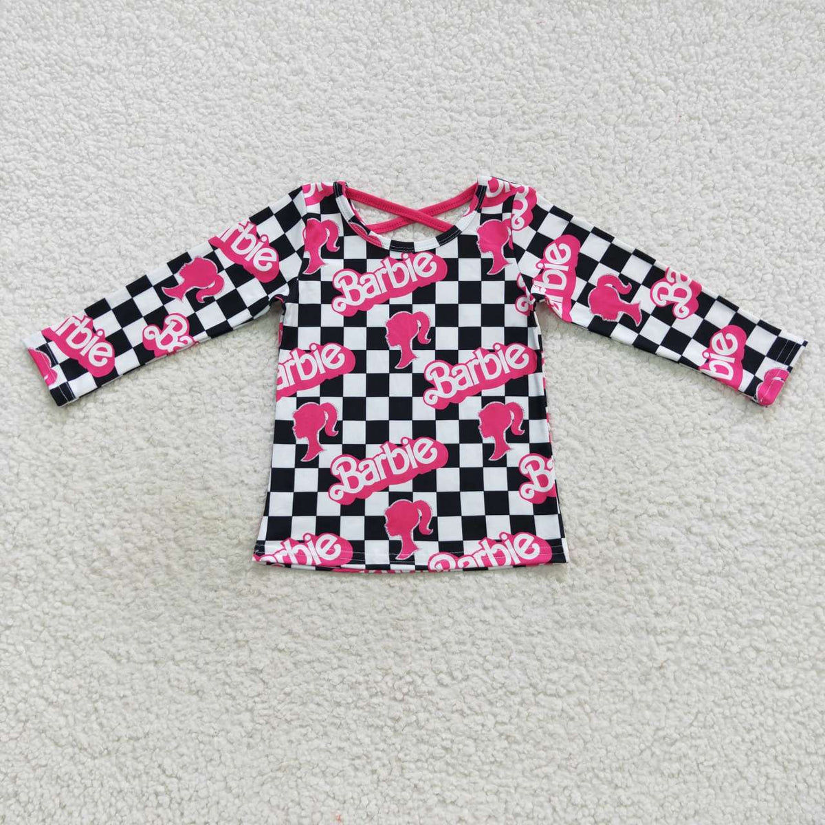 GT0287 Cute Clothes  black and white plaid long sleeve top