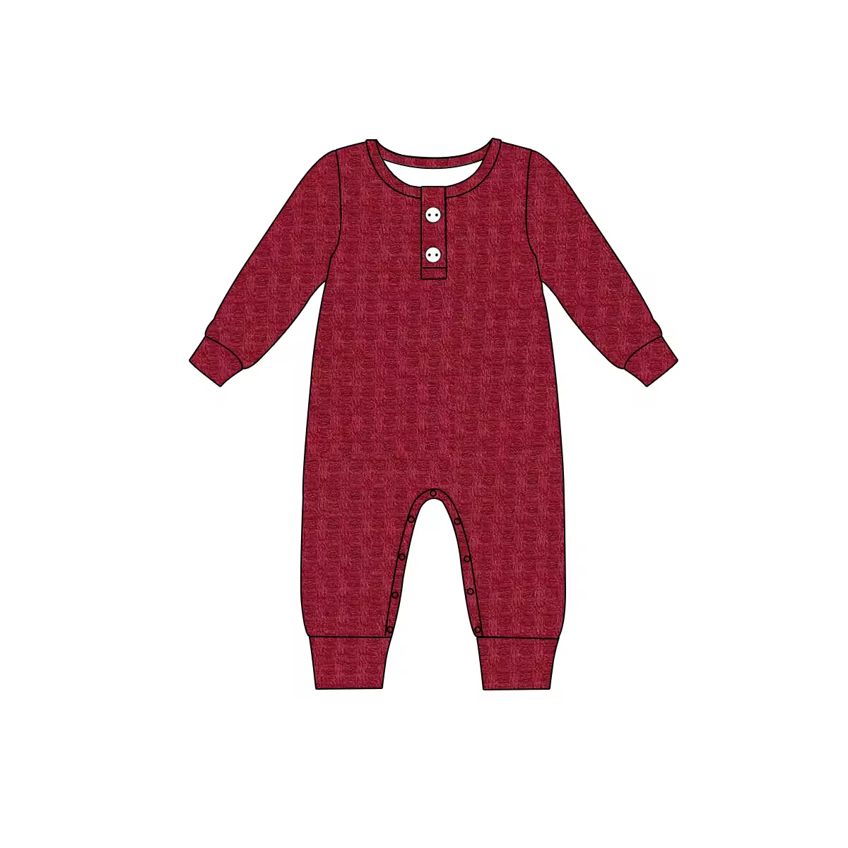 Custom moq 3 eta 6-8 weeks Burgundy bubble material elastic cuffs and buttons long romper