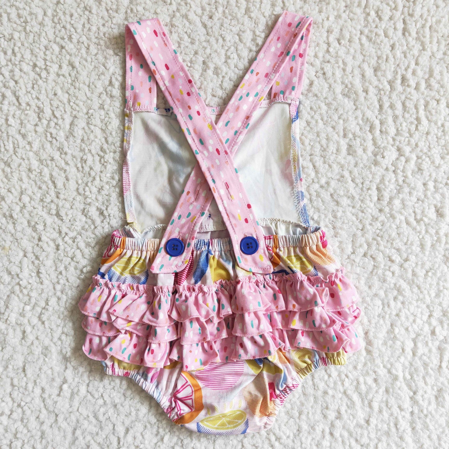 RTS NO MOQ ETA 5/7days Arrived S0016 Girls pink suspender button fruit one-piece swimsuit