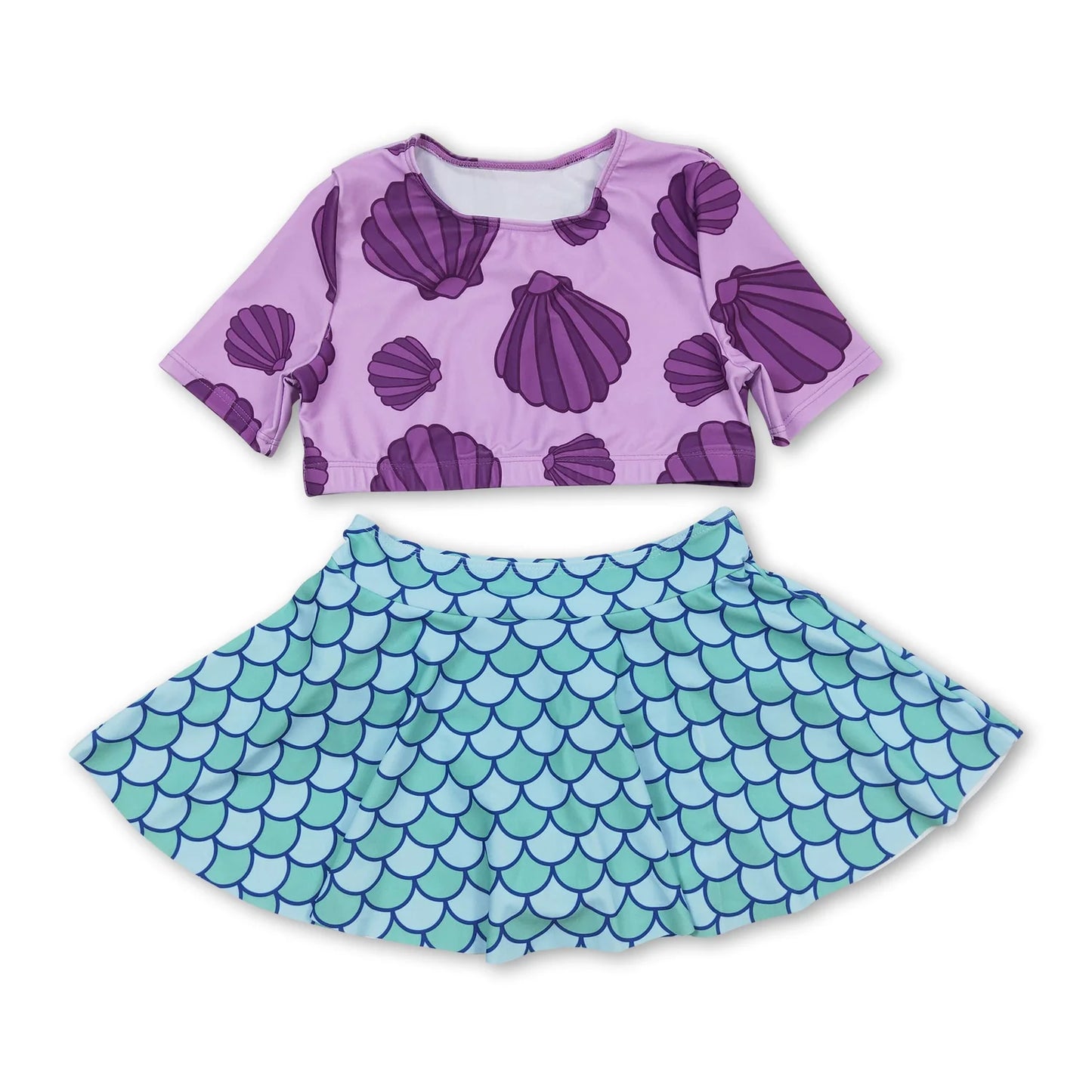 RTS NO MOQ Sibling milk silk Baby Girls Pink Floral Print Long Sleeve Two Piece Swimsuit One Pieces Swimsuits