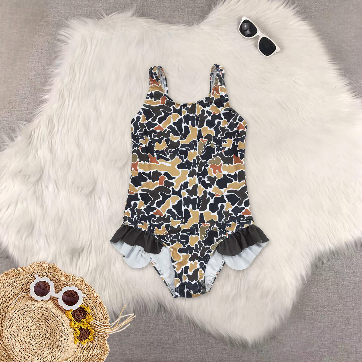RTS NO MOQ baby girl clothes Camouflage sleeveless Skirt Set & Swimsuits