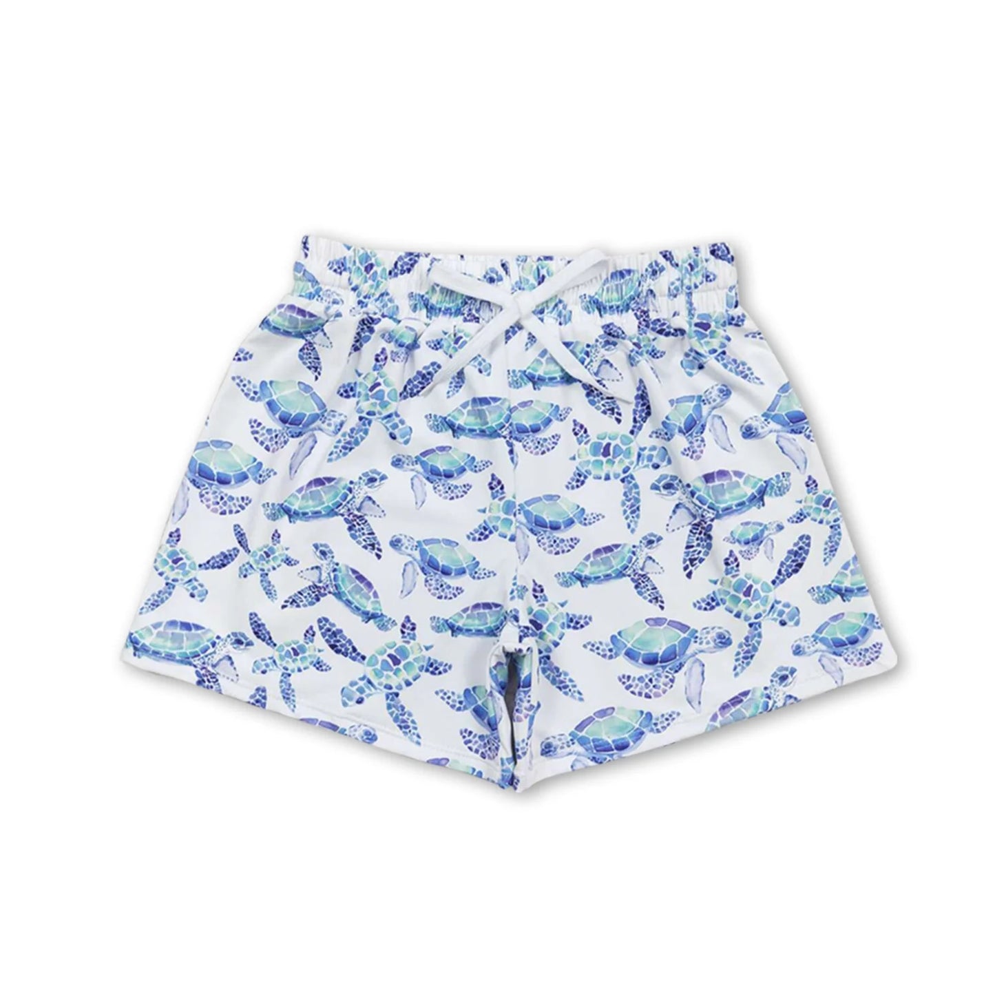 RTS NO MOQ Sibling milk silk Baby Boys And Girls Blue Turtles Tee Shirts Tops Shorts Clothes Sets Dress Rompers
