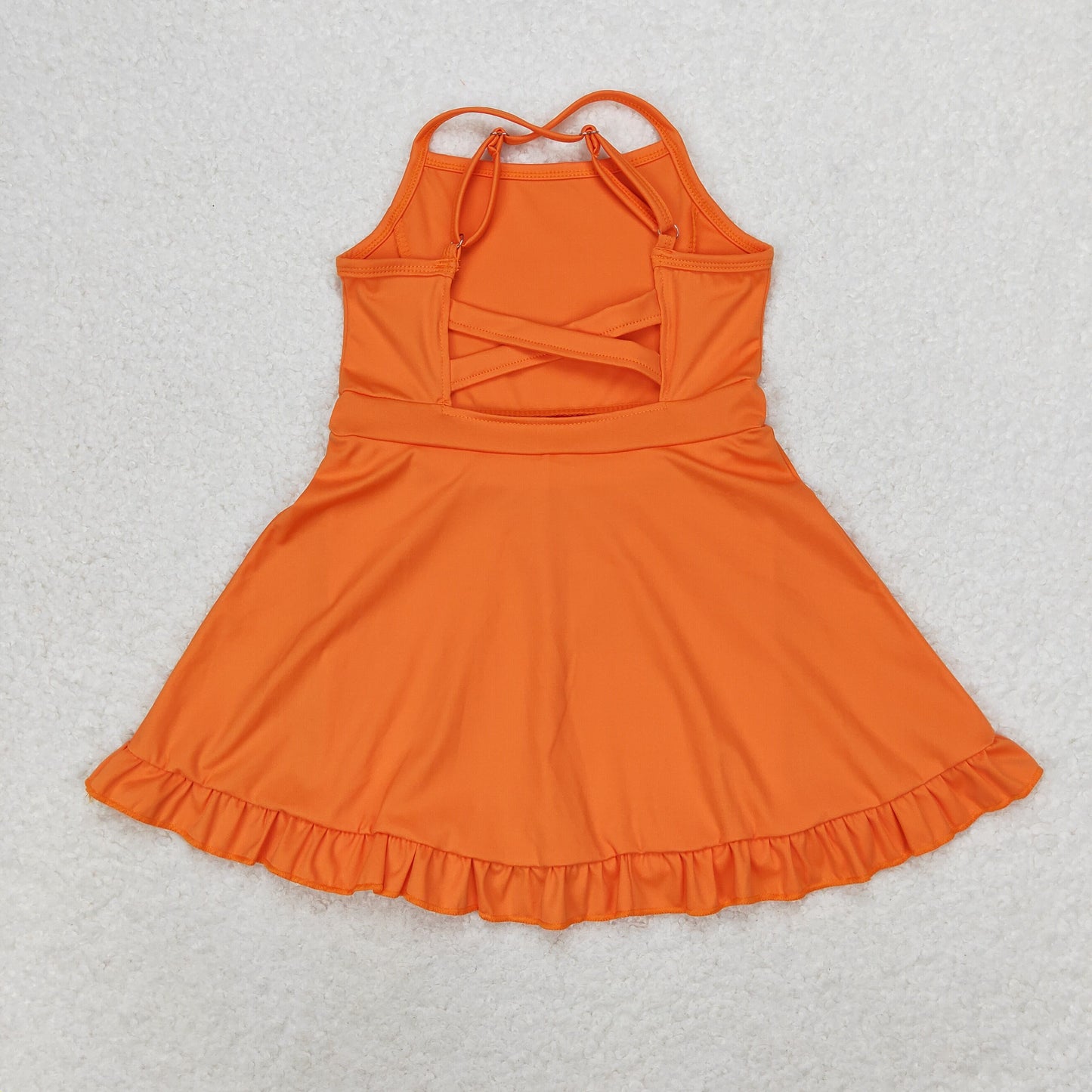 RTS NO MOQ baby girl clothes Solid red sportswear skirt swimsuit-2
