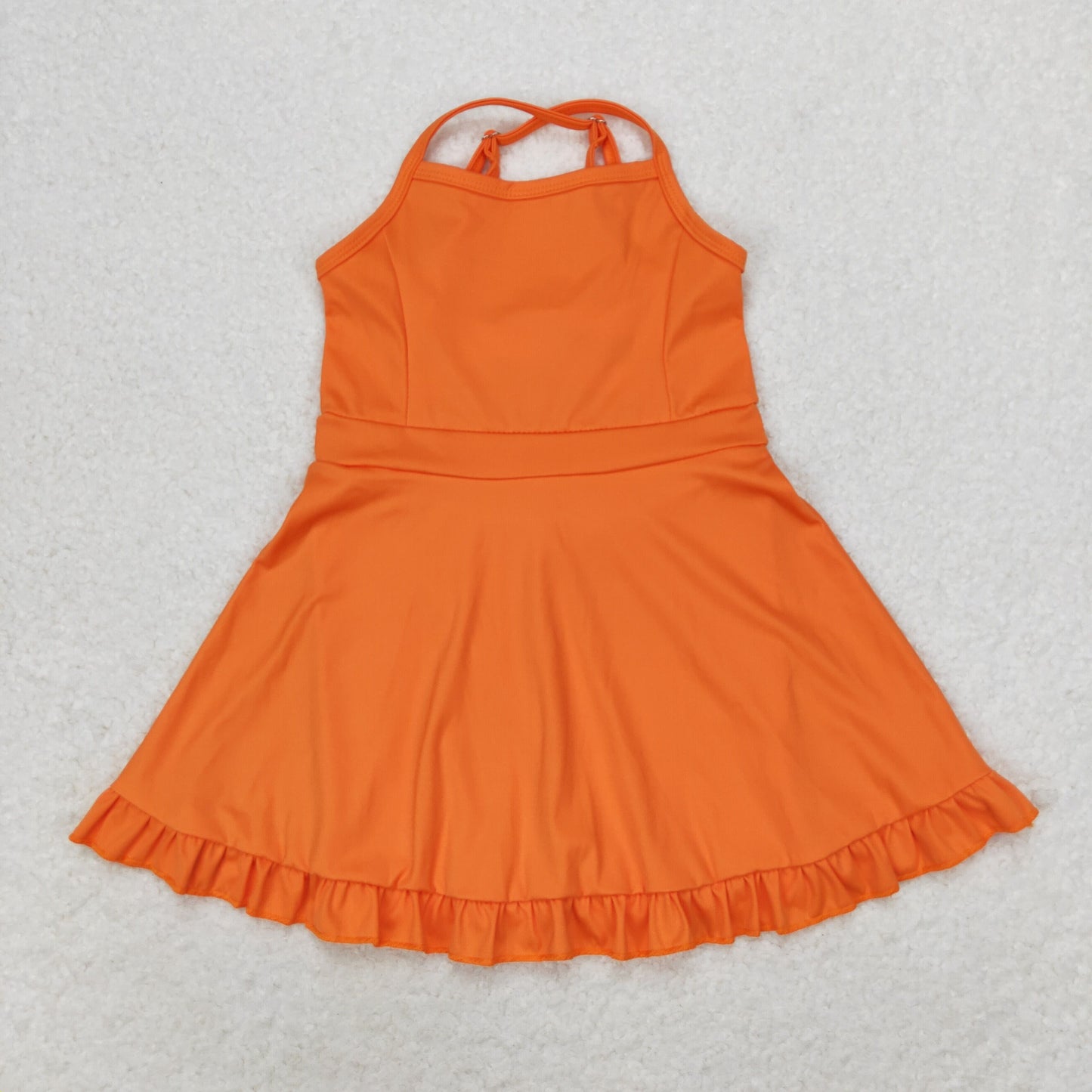 RTS NO MOQ baby girl clothes Solid red sportswear skirt swimsuit-2