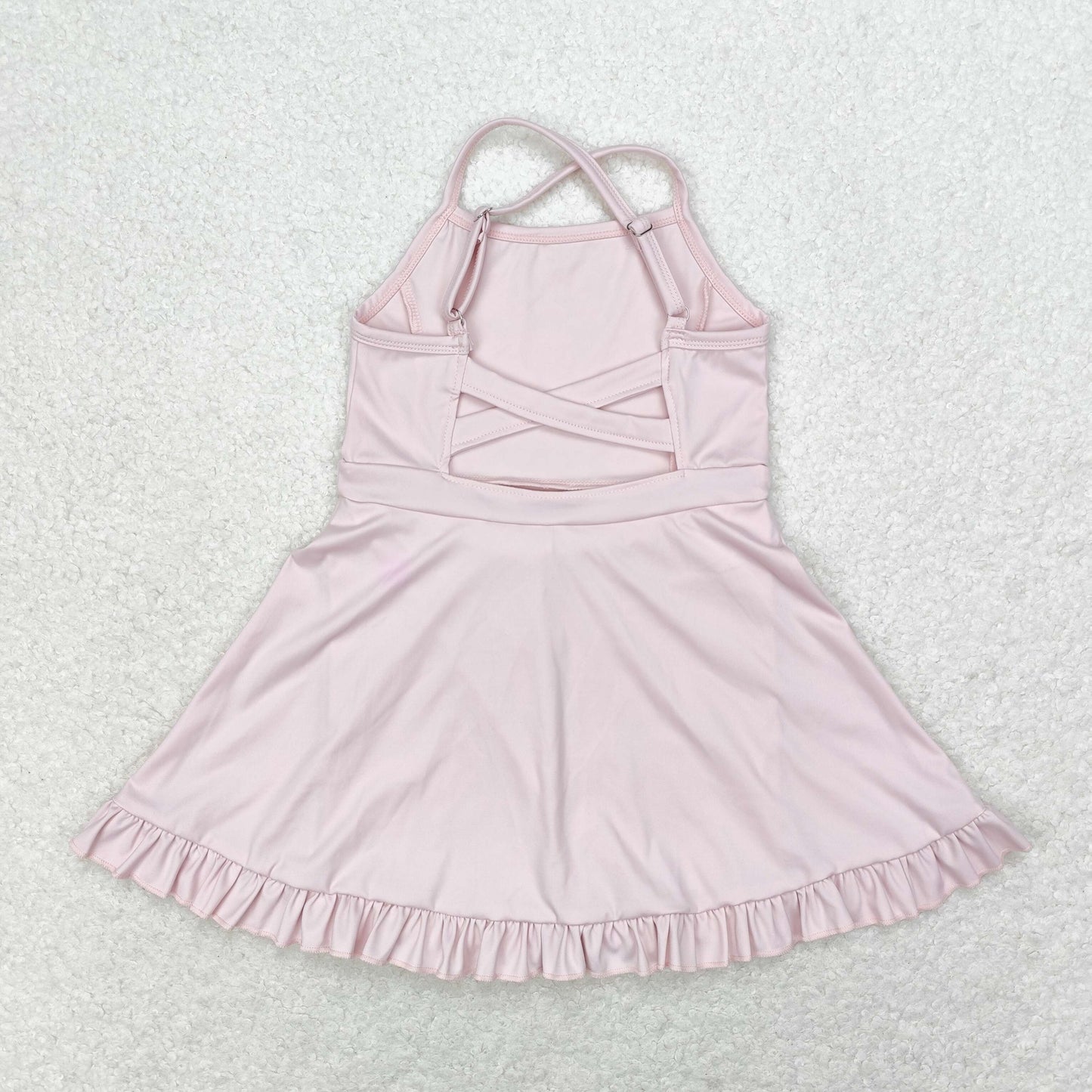 RTS NO MOQ Sibling baby girl clothes Solid red sportswear skirt swimsuit