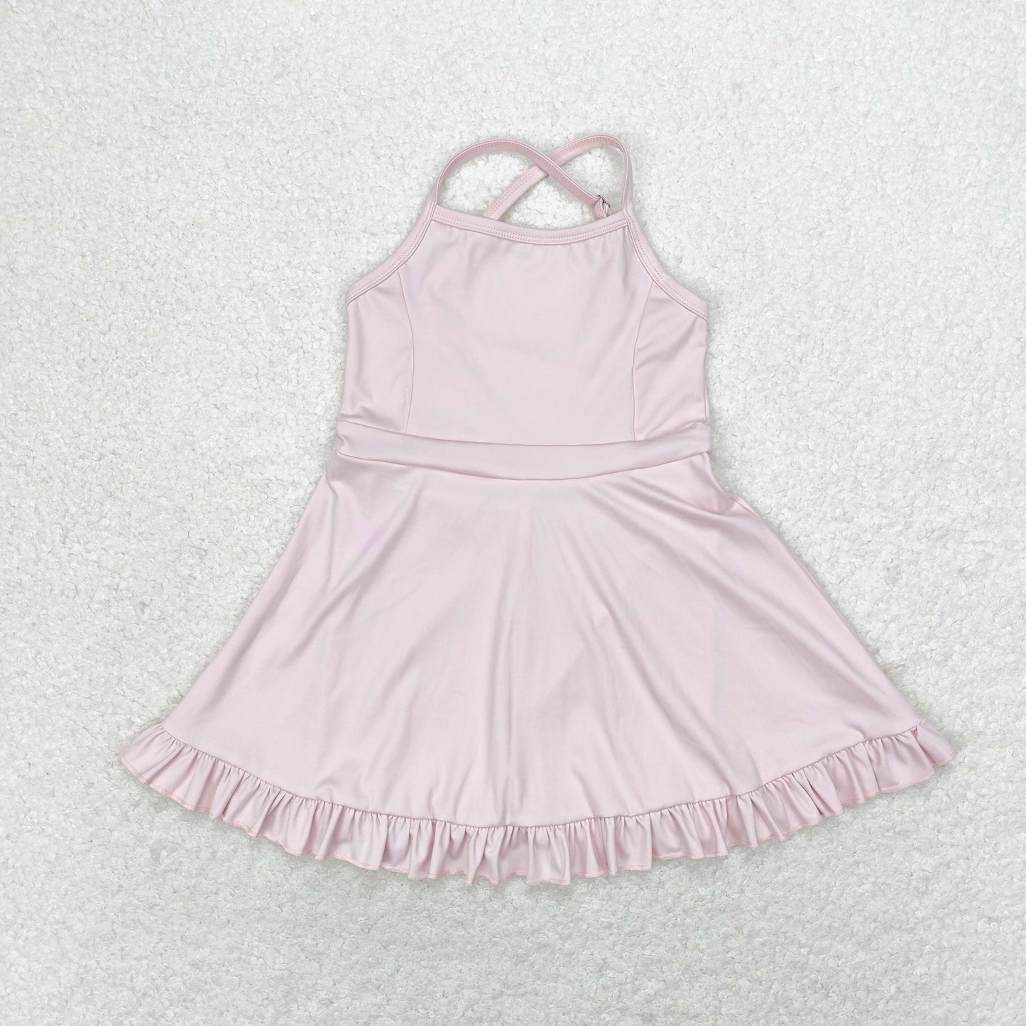 RTS NO MOQ Sibling baby girl clothes Solid red sportswear skirt swimsuit