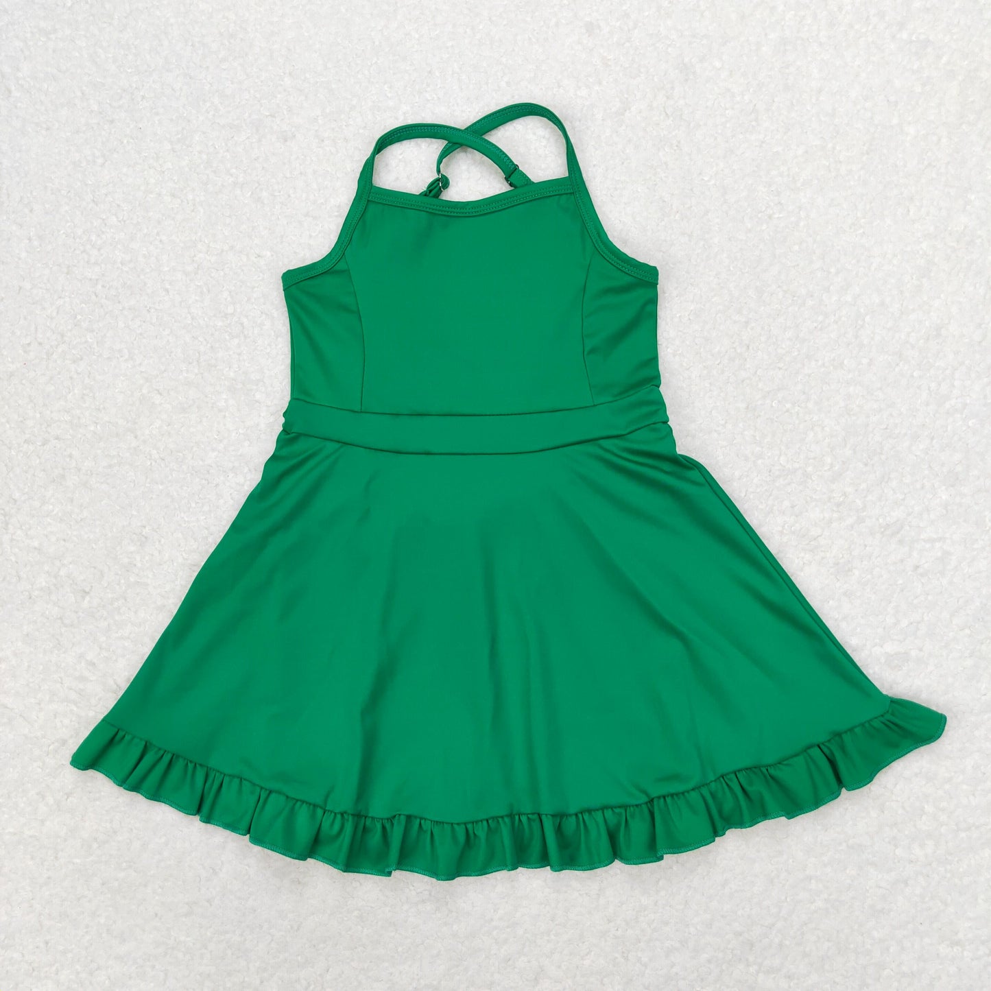 RTS NO MOQ baby girl clothes Solid red sportswear skirt swimsuit-2
