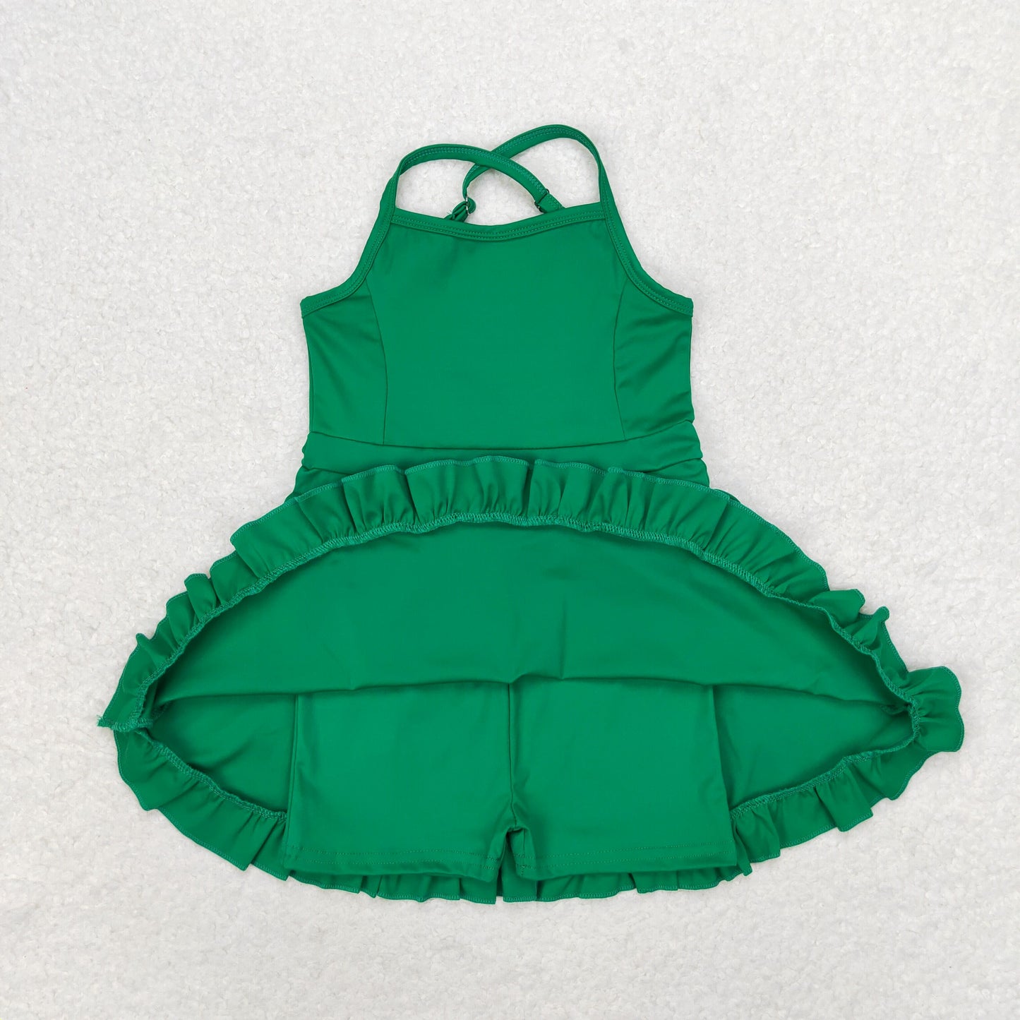 RTS NO MOQ baby girl clothes Solid red sportswear skirt swimsuit-2