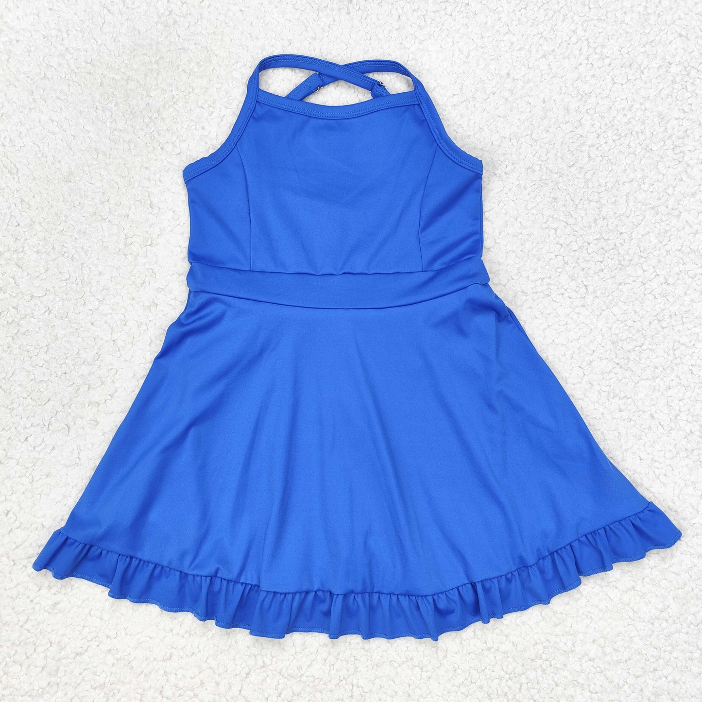 RTS NO MOQ baby girl clothes Solid red sportswear skirt swimsuit-2
