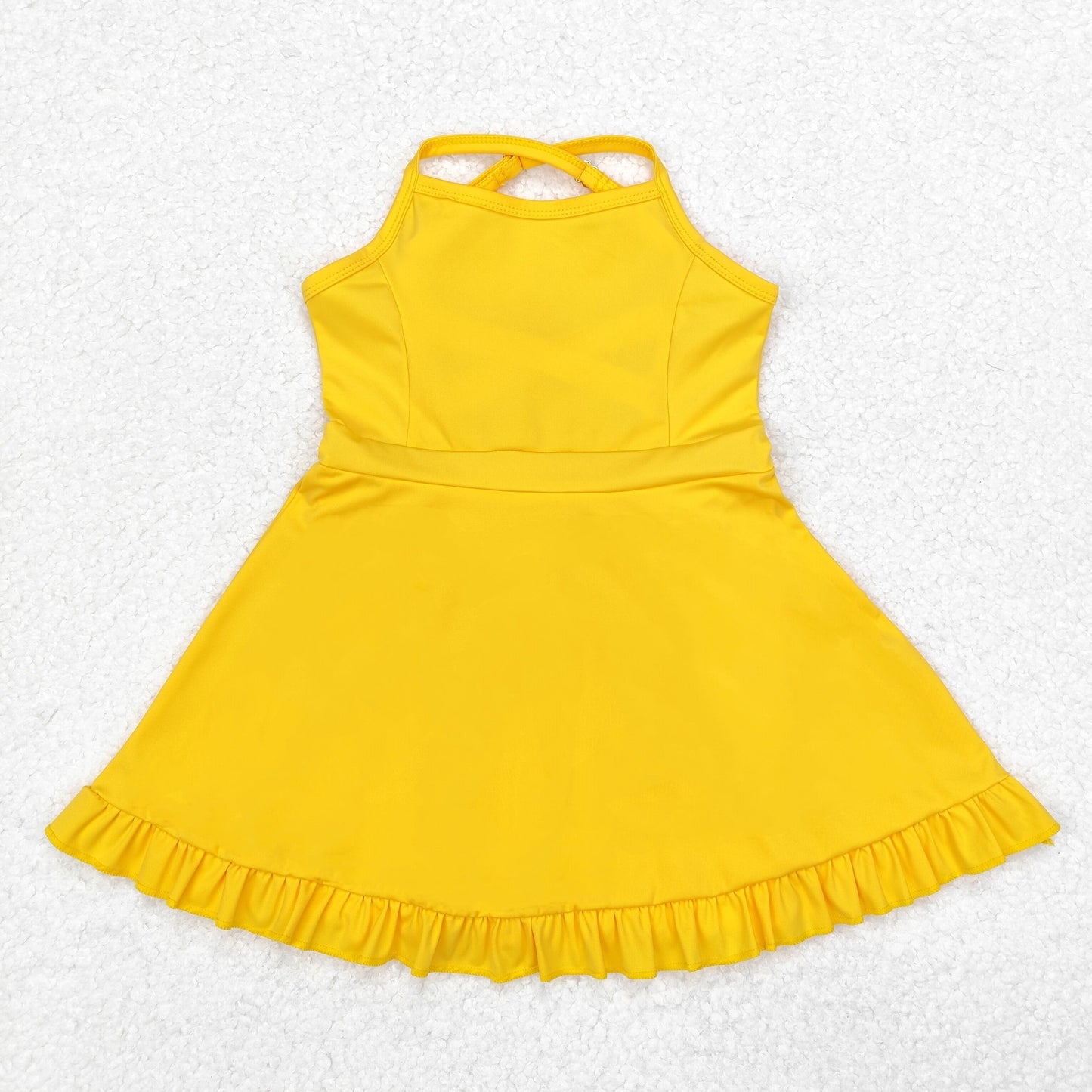 RTS NO MOQ Sibling baby girl clothes Solid red sportswear skirt swimsuit