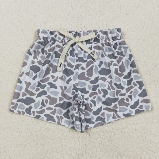 Best Sell RTS Family Matching Southern Light Grey Camouflage Beachwear Swimsuits for Adults Kids - Breathable Quick-Dry Camo Trunks