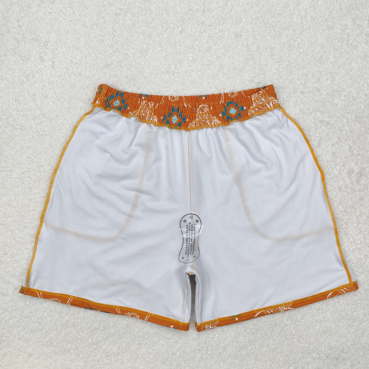 RTS NO MOQ ETA 5/7days arrived S0462 Adult male Alpine bull head geometric pattern orange brown swimming trunks