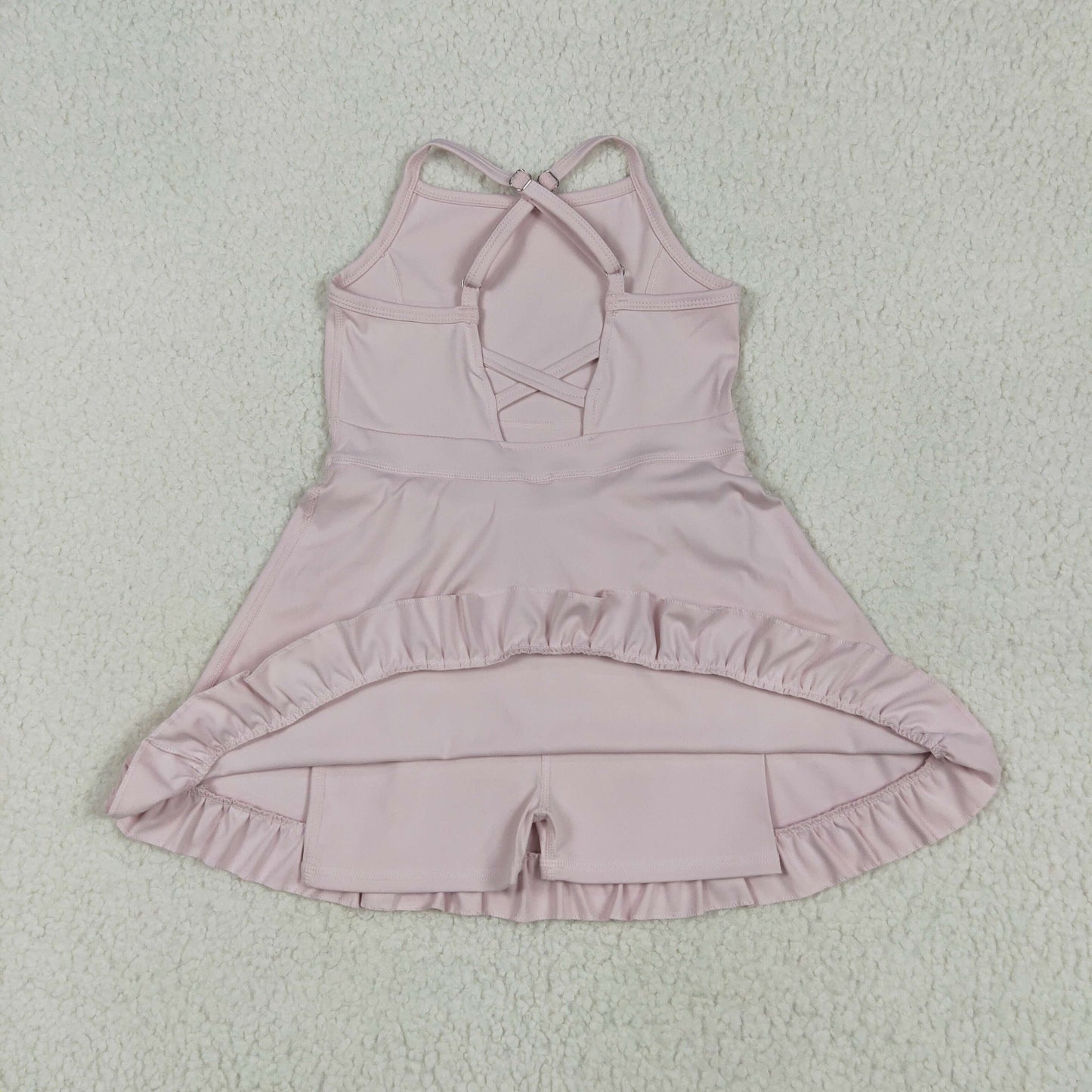 RTS NO MOQ Sibling baby girl clothes Solid red sportswear skirt yoga swimsuit