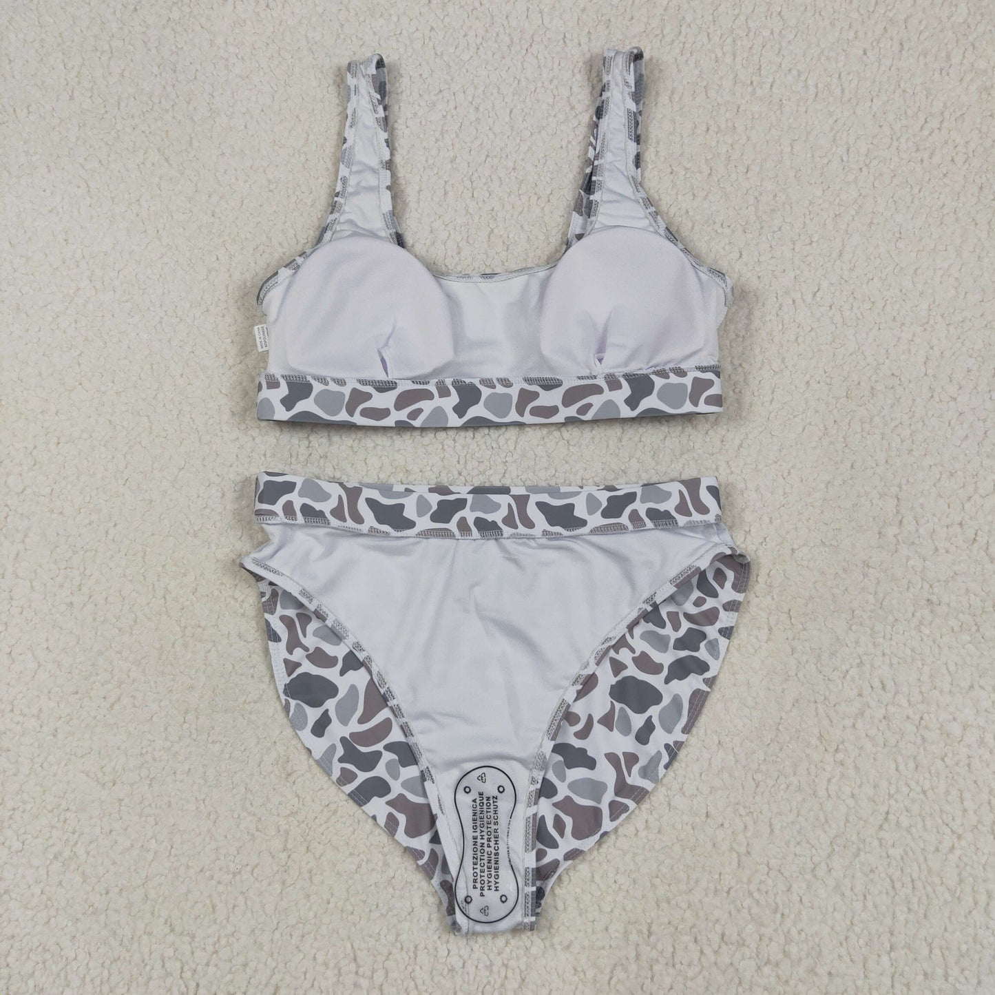 RTS NO MOQ S0556+S0557 Adult female brown grey camouflage swimsuit vest briefs sets-S0558