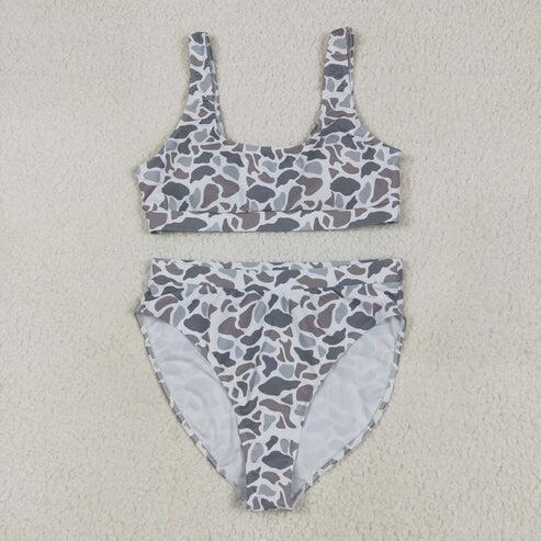RTS NO MOQ Sibling Family Adult Baby Kids Light Grey Camouflage Beachwear Trunks Swimsuits
