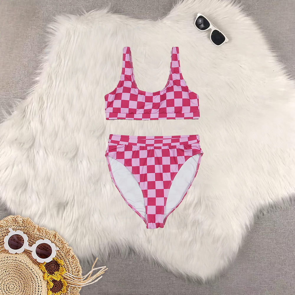 Sibling RTS NO MOQ Adult clothes beach camouflage plaid adult swimsuit