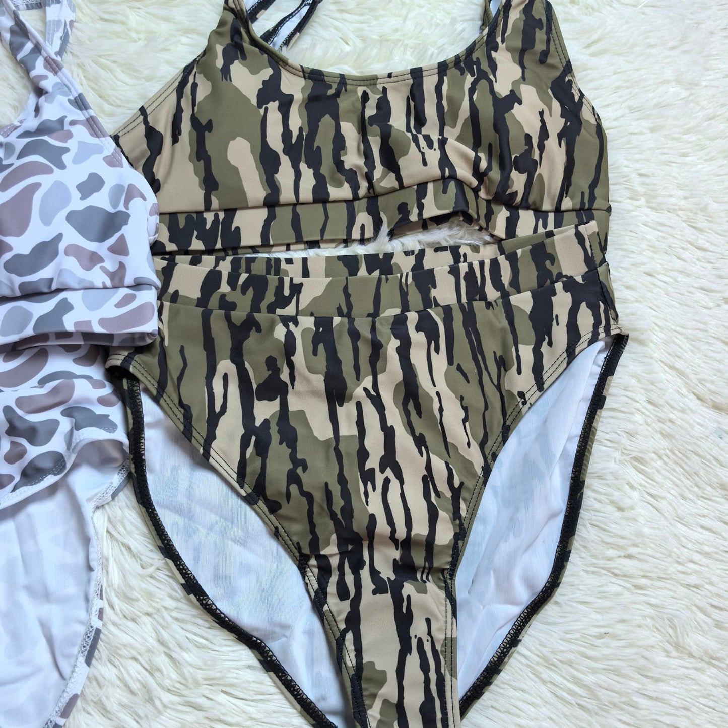 RTS NO MOQ Sibling Adult Women Camo Print Two Piece Swimsuits Top And Bottom Summer Sets