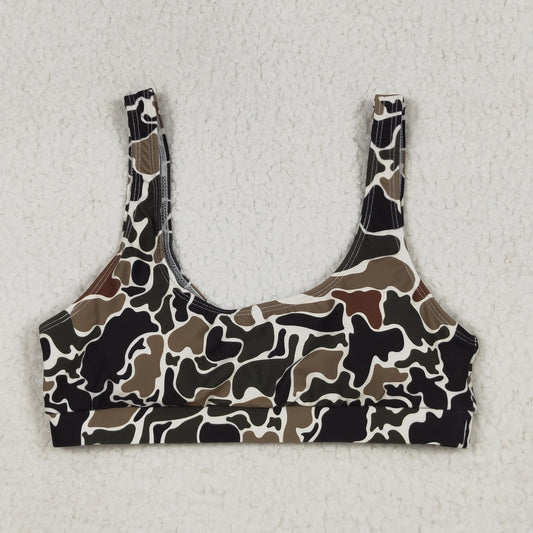 RTS NO MOQ（In Stock) S0566 Adult female camouflage beige swimsuit vest