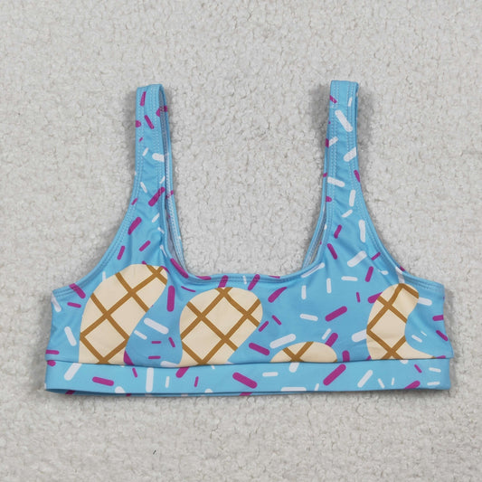 RTS NO MOQ S0575 Adult Women's Blue Drip Sprinkles Team Sports Bra Swimming Tops