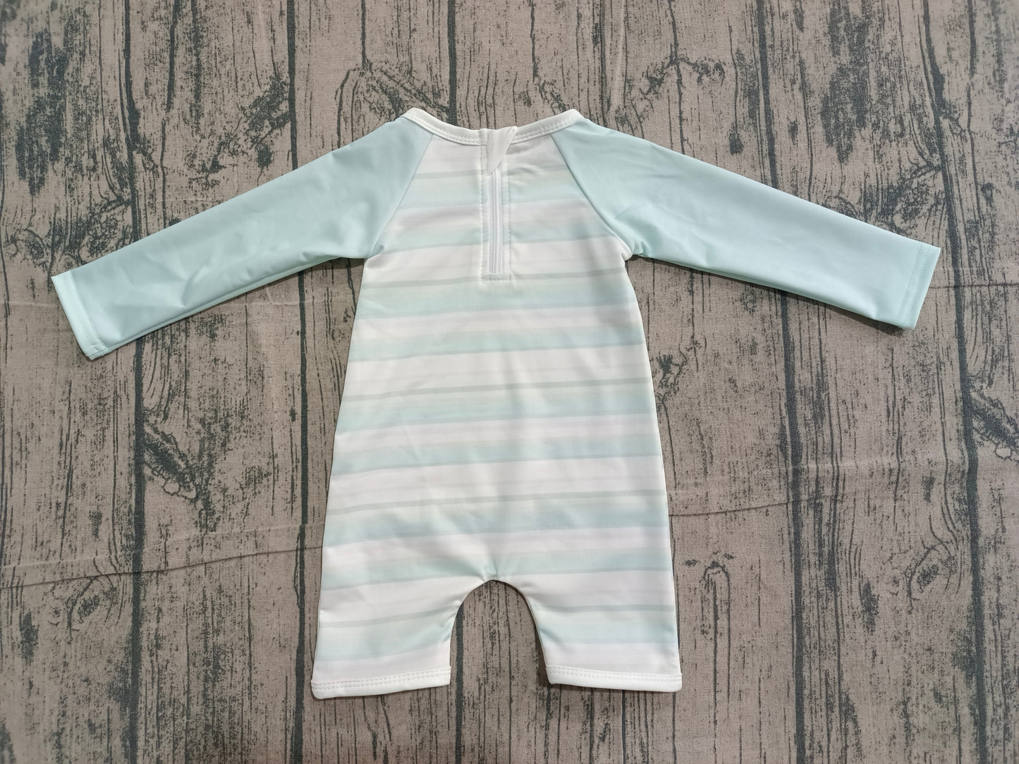 (Sample) No moq S0650 Swimsuits Baby Girls Aqua Stripe Romper  Summer Lightweight Clothes for Infants