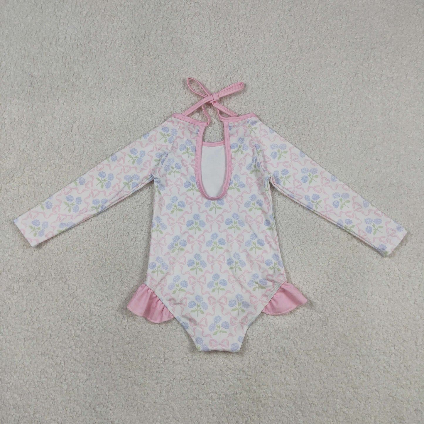 RTS NO MOQ milk silk S0655 Baby Girls Summer Flower Bows Checked Bummies One Piece Swimsuits