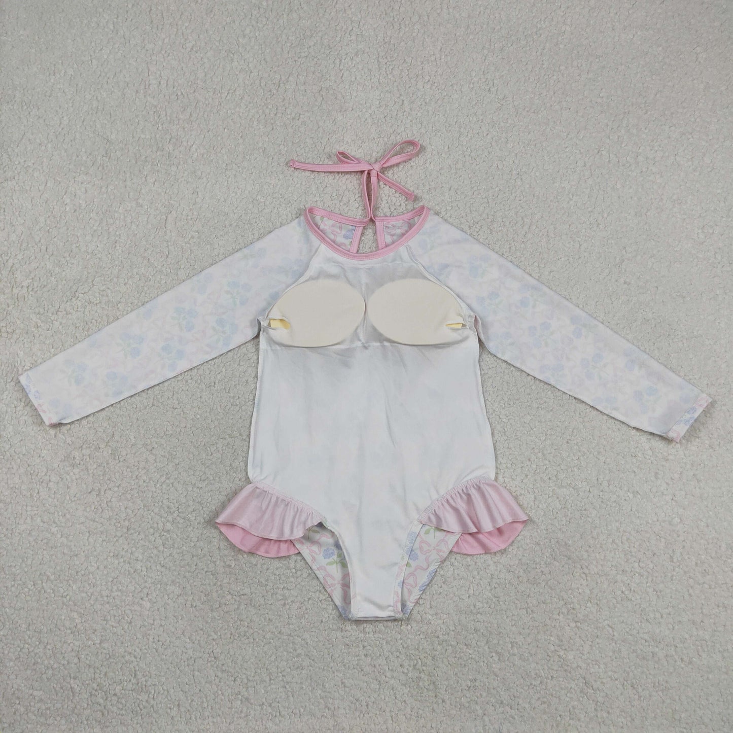 RTS NO MOQ milk silk S0655 Baby Girls Summer Flower Bows Checked Bummies One Piece Swimsuits