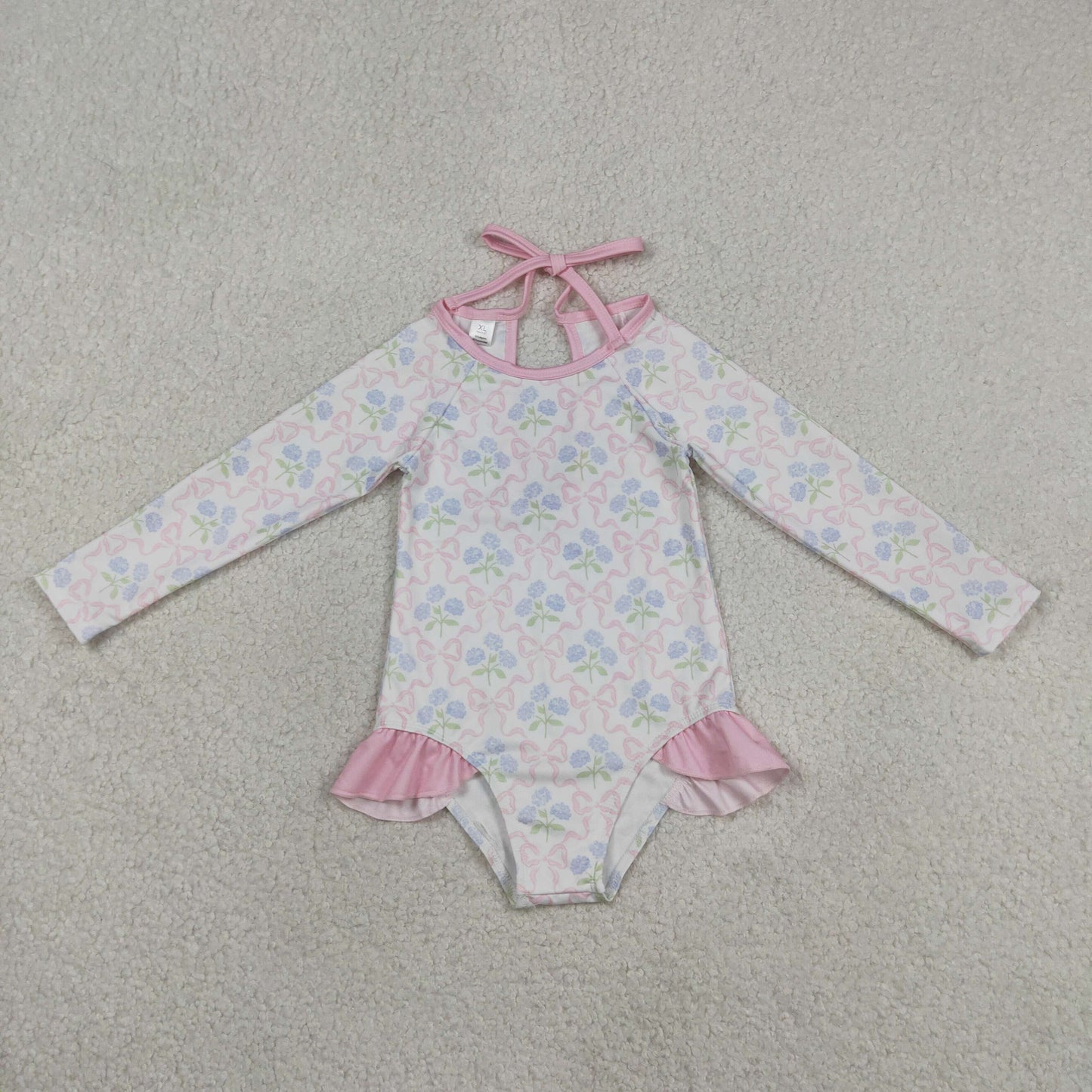RTS NO MOQ milk silk S0655 Baby Girls Summer Flower Bows Checked Bummies One Piece Swimsuits