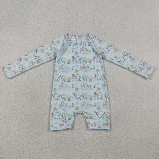 RTS NO MOQ S0701 Baby Boys Hunting Swimming Suit with Dog Print Back Zipper for Infants