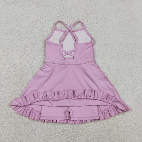 RTS NO MOQ Sibling Baby Girls Strap Yoga Active Short Team Knee-Length Dresses