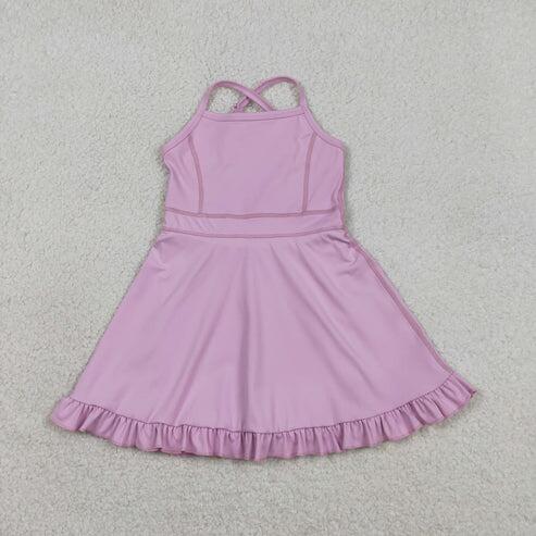 RTS NO MOQ Sibling Baby Girls Strap Yoga Active Short Team Knee-Length Dresses