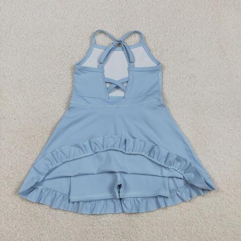 RTS NO MOQ Sibling Baby Girls Strap Yoga Active Short Team Knee-Length Dresses