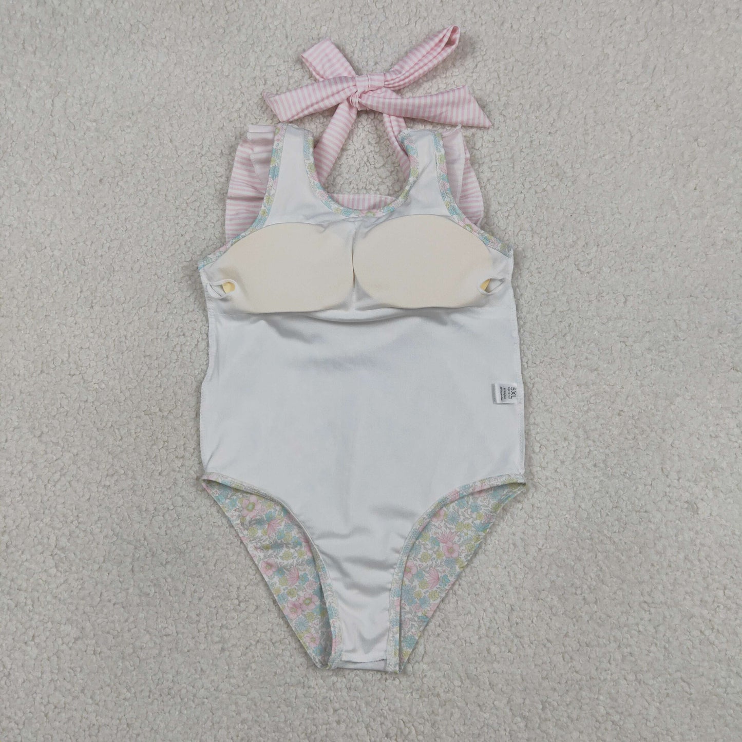 RTS NO MOQ S0732 Baby Girls Summer Stripe Bow Flutter Sleeve Floral Swimsuits