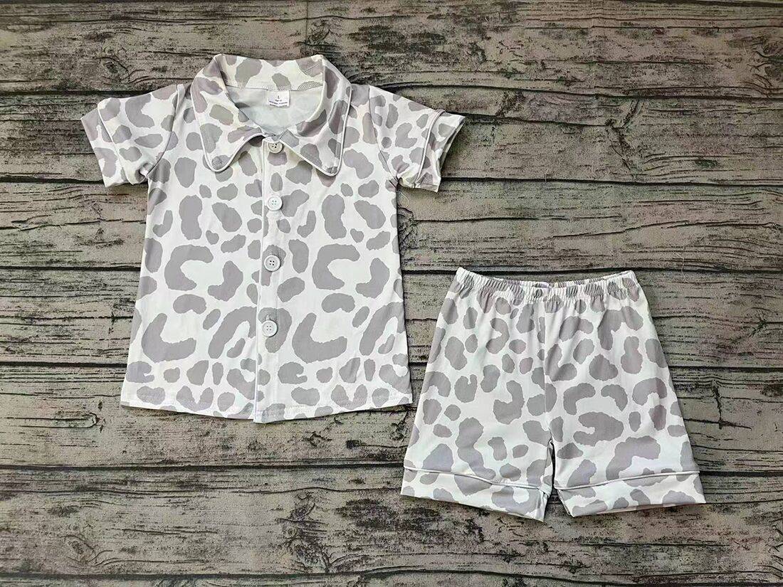 Off-White Leopard Short Sleeve Shorts Set
