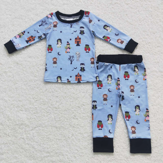 BLP0277 boys blue and black long-sleeved trousers suit