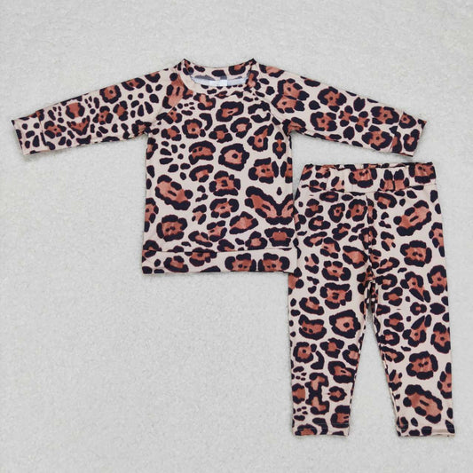 RTS NO MOQ（In Stock ) Leopard print beige long-sleeved trousers suit
