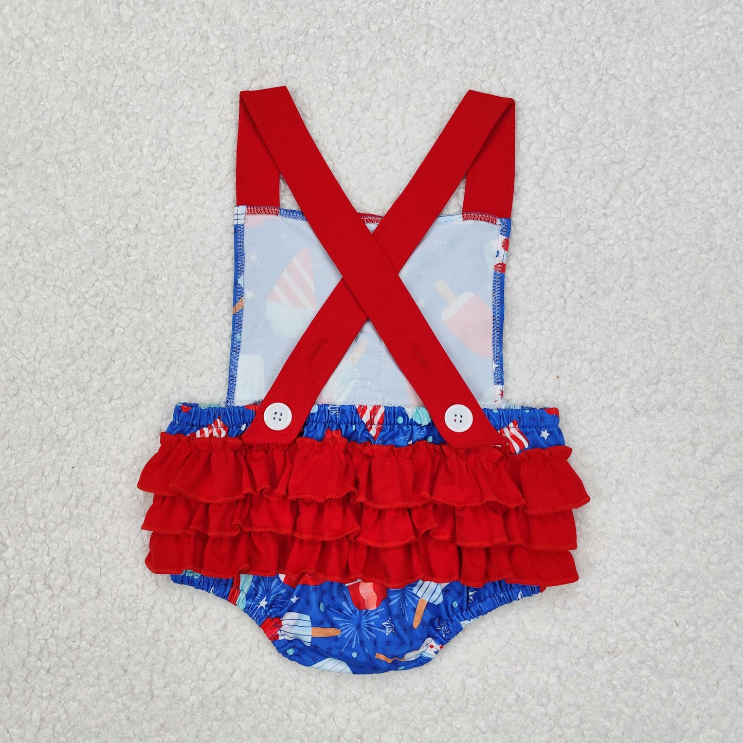 RTS NO MOQ SR0015 Girls' National Day Ice Cream Bodysuit with Straps