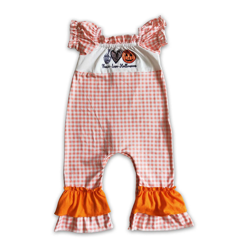 RTS NO MOQ Sibling milk silk Baby Girls Halloween floral Cute rompers