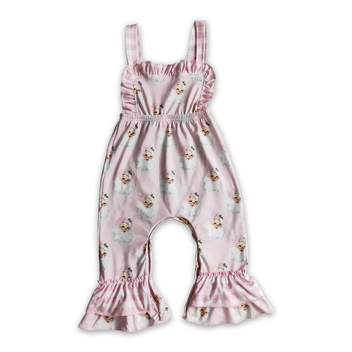 RTS NO MOQ Sibling milk silk Baby Girls Sleeveless Bell Bottom Christmas Jumpsuits Overall