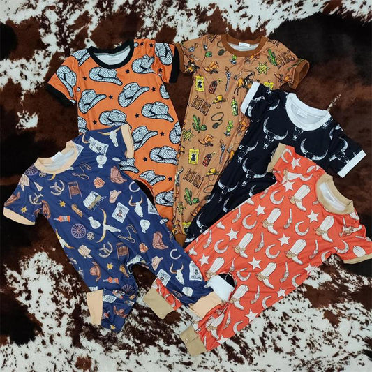 RTS NO MOQ Sibling Baby boy clothes short-sleeved rompers