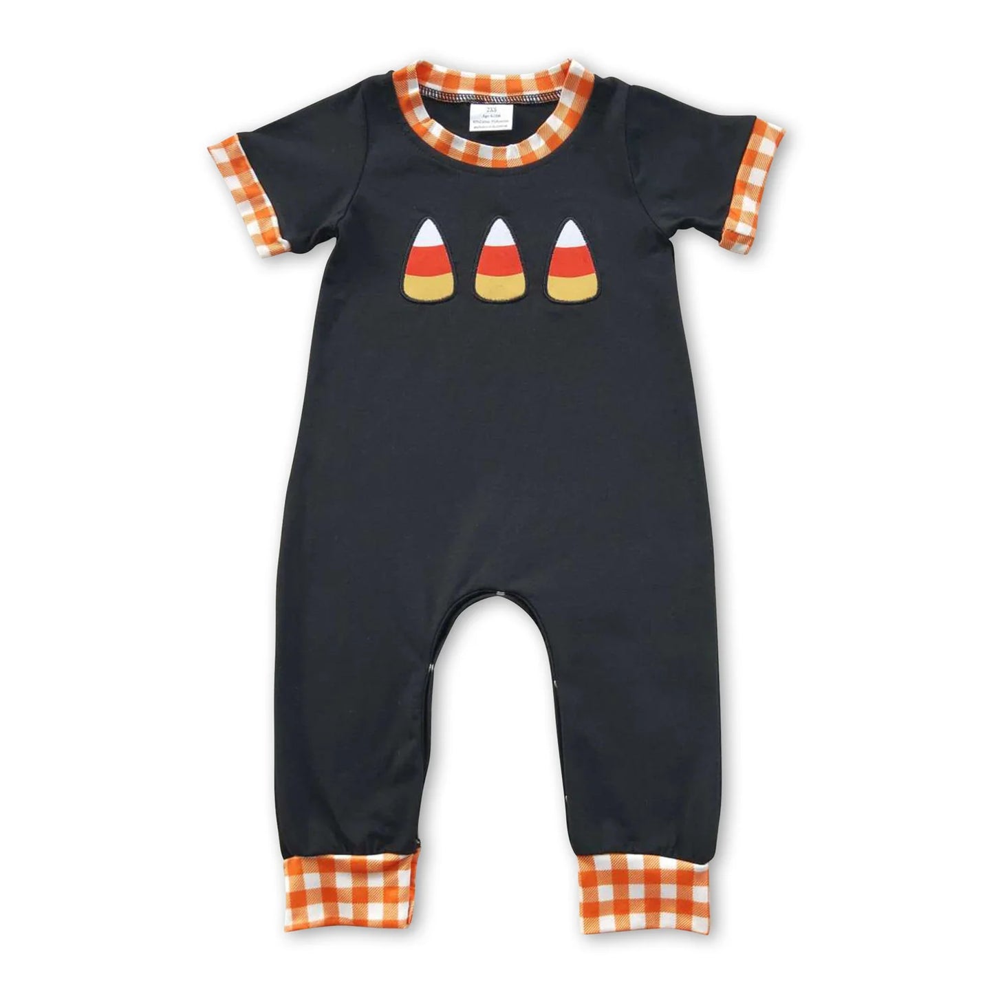RTS NO MOQ Sibling milk silk Embroidery Baby Boys Girls Halloween Candy Short Sleeve Top Pants Casual Sets Rompers