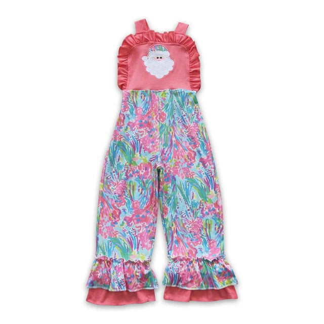 RTS NO MOQ Sibling milk silk Baby Girls Sleeveless Bell Bottom Christmas Jumpsuits Overall