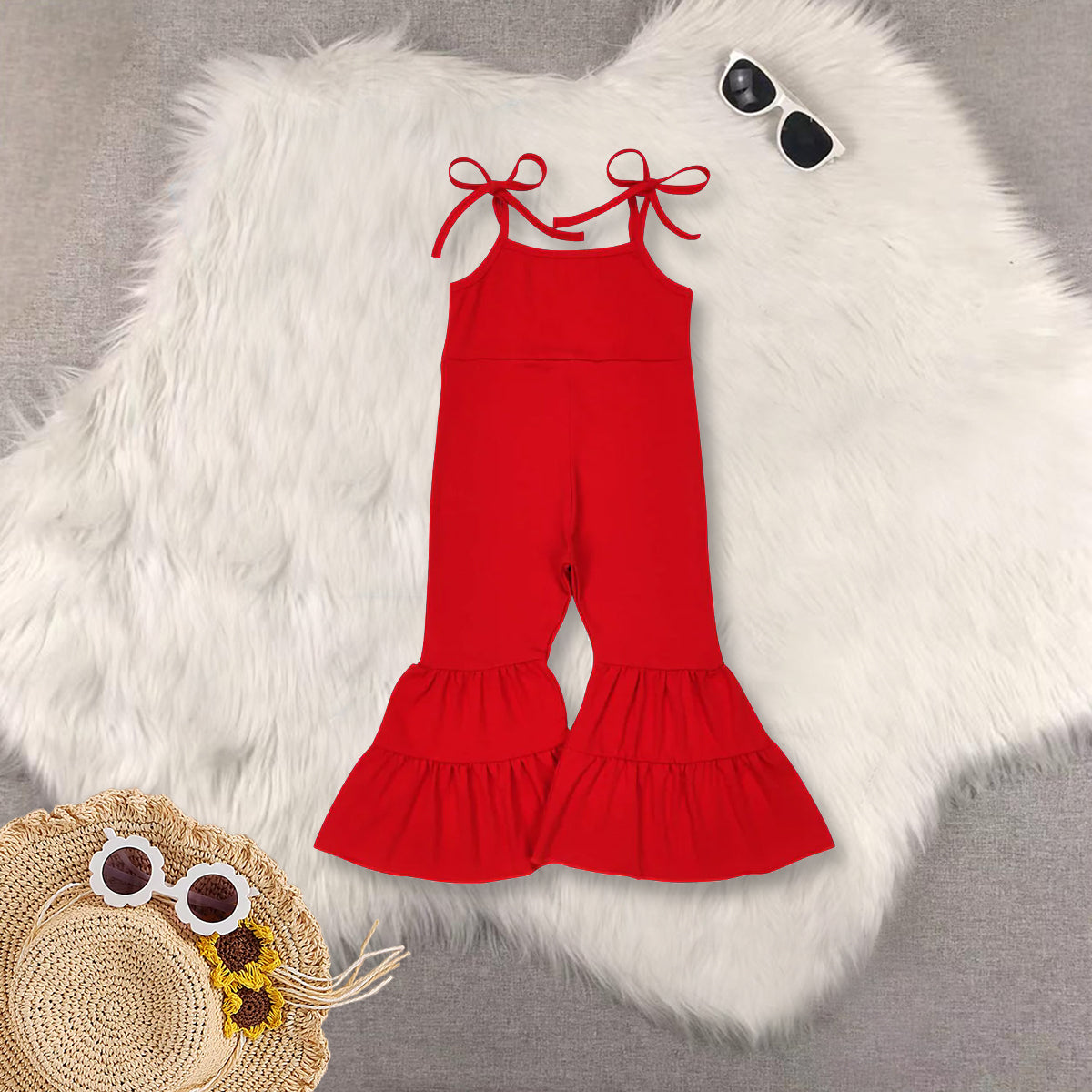 RTS NO MOQ Sibling baby girl clothes suspender jumpsuits