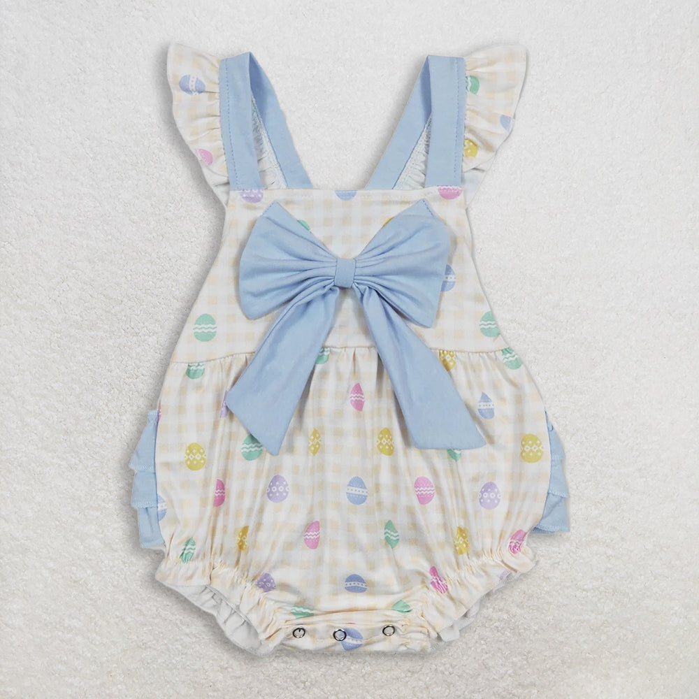 RTS NO MOQ Sibling Baby Girls Easter Bow Tunic Ruffle Shorts Outfit Set Dress Rompers for Little Ones