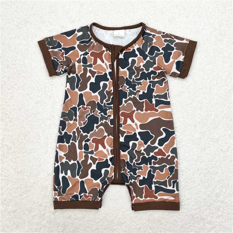 RTS NO MOQ baby girl clothes camouflage short-sleeved romper